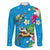 Hawaiian Tropical Flower and Honu Under Blue Water Family Matching Long Sleeve Bodycon Dress and Hawaiian Shirt