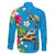 Hawaiian Tropical Flower and Honu Under Blue Water Family Matching Long Sleeve Bodycon Dress and Hawaiian Shirt