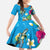 Hawaiian Tropical Flower and Honu Under Blue Water Family Matching Mermaid Dress and Hawaiian Shirt