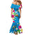 Hawaiian Tropical Flower and Honu Under Blue Water Family Matching Mermaid Dress and Hawaiian Shirt