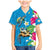 Hawaiian Tropical Flower and Honu Under Blue Water Family Matching Mermaid Dress and Hawaiian Shirt