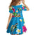 Hawaiian Tropical Flower and Honu Under Blue Water Family Matching Off Shoulder Maxi Dress and Hawaiian Shirt