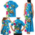 Hawaiian Tropical Flower and Honu Under Blue Water Family Matching Tank Maxi Dress and Hawaiian Shirt