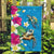 Hawaiian Tropical Flower and Honu Under Blue Water Garden Flag