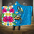 Hawaiian Tropical Flower and Honu Under Blue Water Hooded Blanket