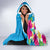 Hawaiian Tropical Flower and Honu Under Blue Water Hooded Blanket