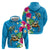 Hawaiian Tropical Flower and Honu Under Blue Water Hoodie