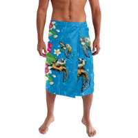 Hawaiian Tropical Flower and Honu Under Blue Water Lavalava LT03 Blue - Polynesian Pride