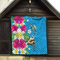 Hawaiian Tropical Flower and Honu Under Blue Water Quilt LT03 - Polynesian Pride