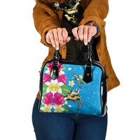 Hawaiian Tropical Flower and Honu Under Blue Water Shoulder Handbag LT03 One Size Blue - Polynesian Pride