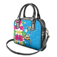 Hawaiian Tropical Flower and Honu Under Blue Water Shoulder Handbag LT03 - Polynesian Pride