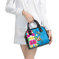 Hawaiian Tropical Flower and Honu Under Blue Water Shoulder Handbag LT03 - Polynesian Pride