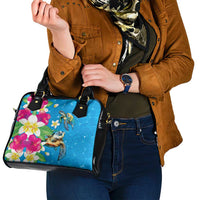 Hawaiian Tropical Flower and Honu Under Blue Water Shoulder Handbag LT03 - Polynesian Pride