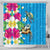 Hawaiian Tropical Flower and Honu Under Blue Water Shower Curtain