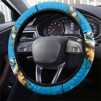 Hawaiian Tropical Flower and Honu Under Blue Water Steering Wheel Cover LT03 - Polynesian Pride