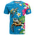 Hawaiian Tropical Flower and Honu Under Blue Water T Shirt