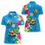 Hawaiian Tropical Flower and Honu Under Blue Water Women Polo Shirt