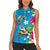 Hawaiian Tropical Flower and Honu Under Blue Water Women Sleeveless Polo Shirt