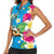 Hawaiian Tropical Flower and Honu Under Blue Water Women Sleeveless Polo Shirt