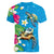 Hawaiian Tropical Flower and Honu Under Blue Water Women V-Neck T-Shirt