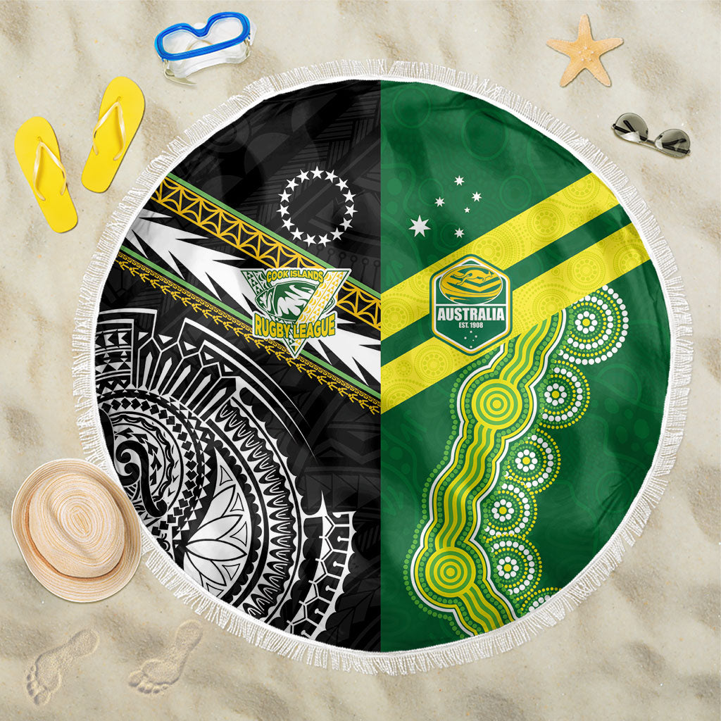Rugby Cook Islands and Australia Beach Blanket Tatau Tribal with Aboriginal Chevron Sport Style LT03 One Size 150cm Multicolor - Polynesian Pride