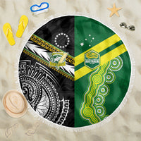 Rugby Cook Islands and Australia Beach Blanket Tatau Tribal with Aboriginal Chevron Sport Style LT03 One Size 150cm Multicolor - Polynesian Pride
