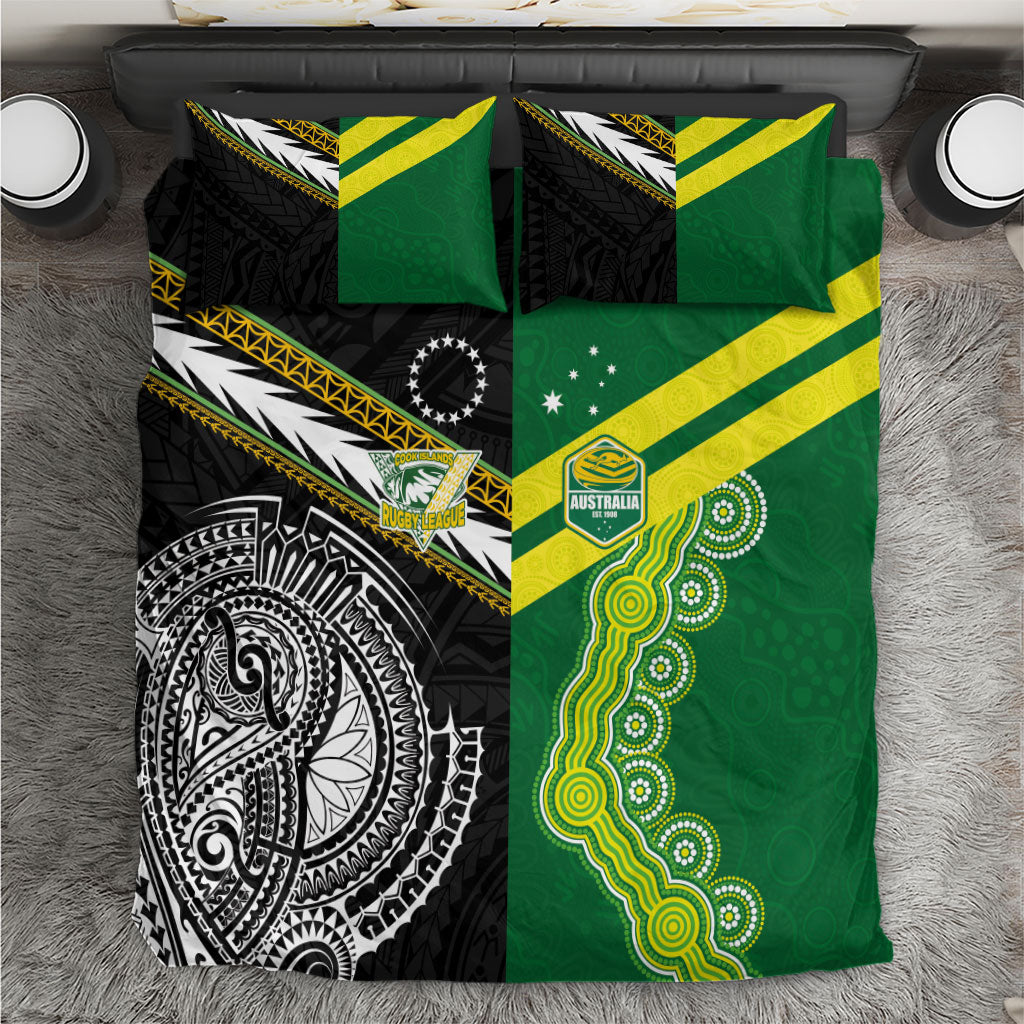 Rugby Cook Islands and Australia Bedding Set Tatau Tribal with Aboriginal Chevron Sport Style LT03 Multicolor - Polynesian Pride