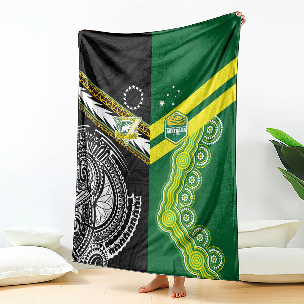 Rugby Cook Islands and Australia Blanket Tatau Tribal with Aboriginal Chevron Sport Style LT03 - Polynesian Pride