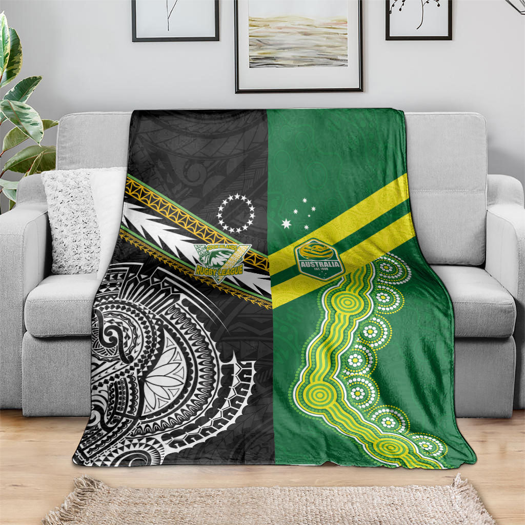 Rugby Cook Islands and Australia Blanket Tatau Tribal with Aboriginal Chevron Sport Style LT03 - Polynesian Pride