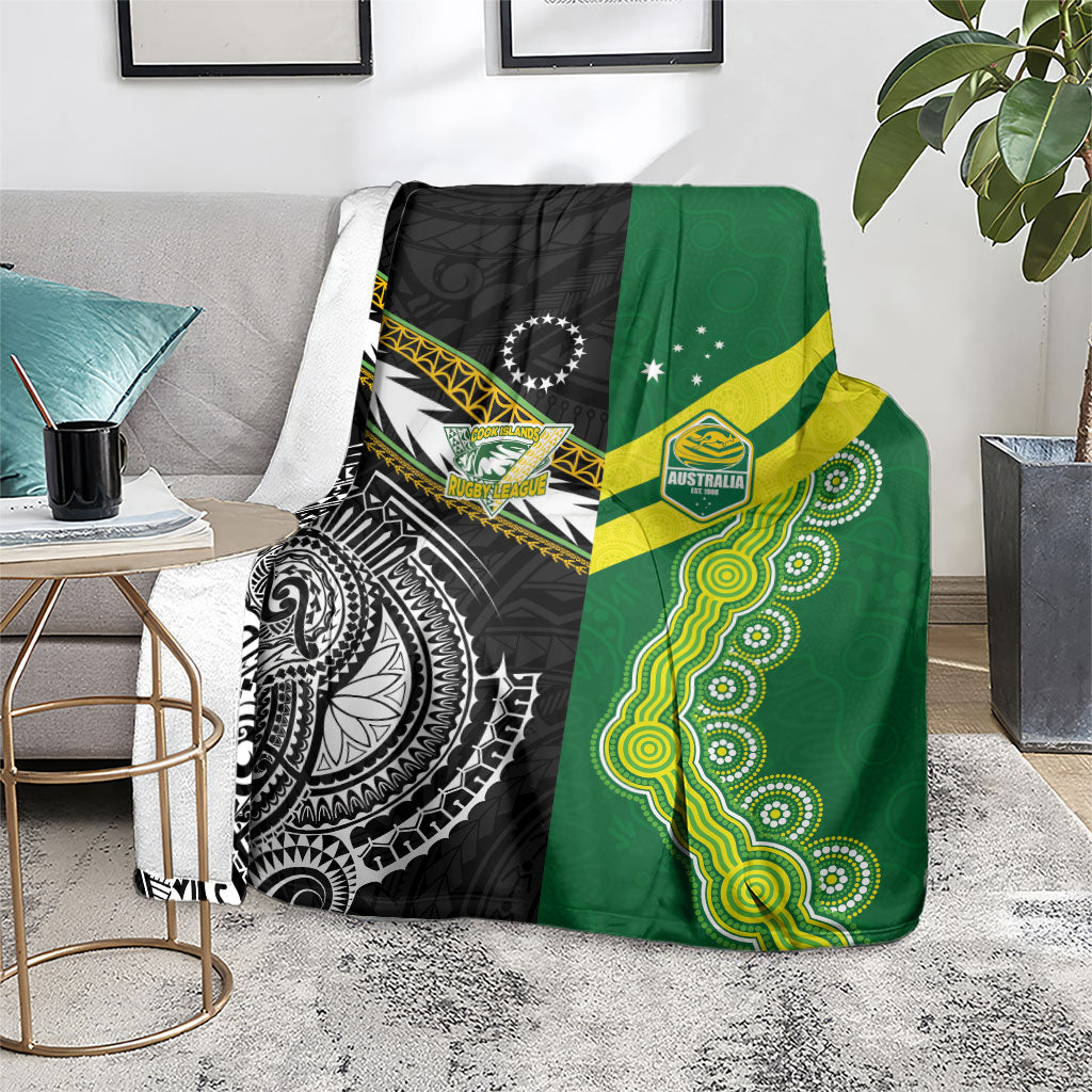 Rugby Cook Islands and Australia Blanket Tatau Tribal with Aboriginal Chevron Sport Style LT03 - Polynesian Pride