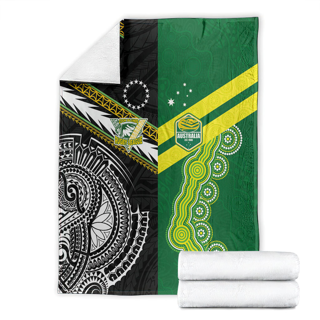 Rugby Cook Islands and Australia Blanket Tatau Tribal with Aboriginal Chevron Sport Style LT03 - Polynesian Pride