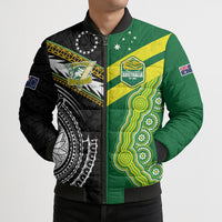 Custom Rugby Cook Islands and Australia Bomber Puffer Jacket Tatau Tribal with Aboriginal Chevron Sport Style LT03 - Polynesian Pride