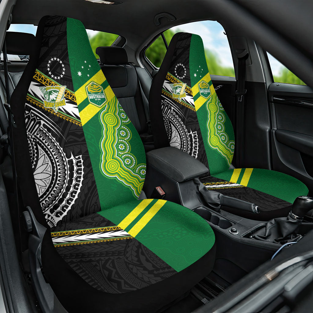 Rugby Cook Islands and Australia Car Seat Cover Tatau Tribal with Aboriginal Chevron Sport Style LT03 One Size Multicolor - Polynesian Pride
