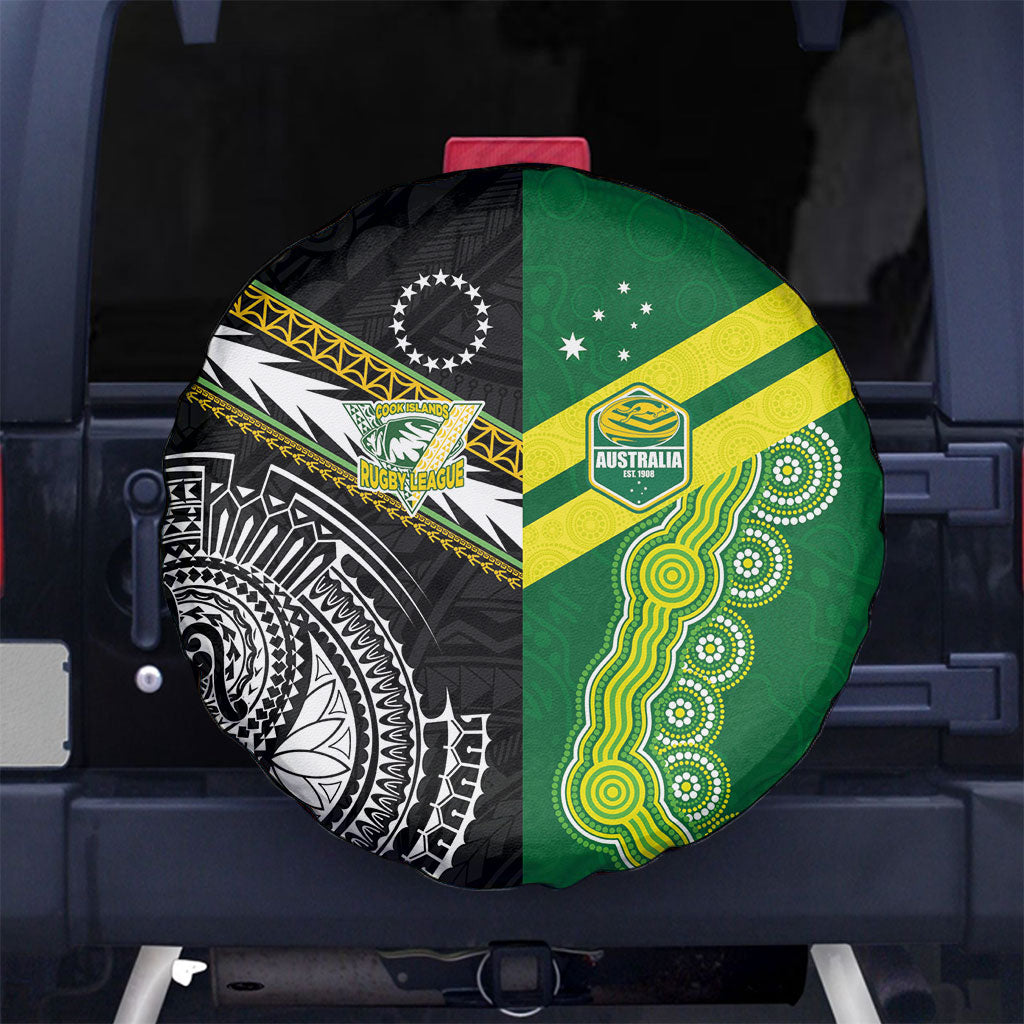 Rugby Cook Islands and Australia Spare Tire Cover Tatau Tribal with Aboriginal Chevron Sport Style LT03 No hole Multicolor - Polynesian Pride