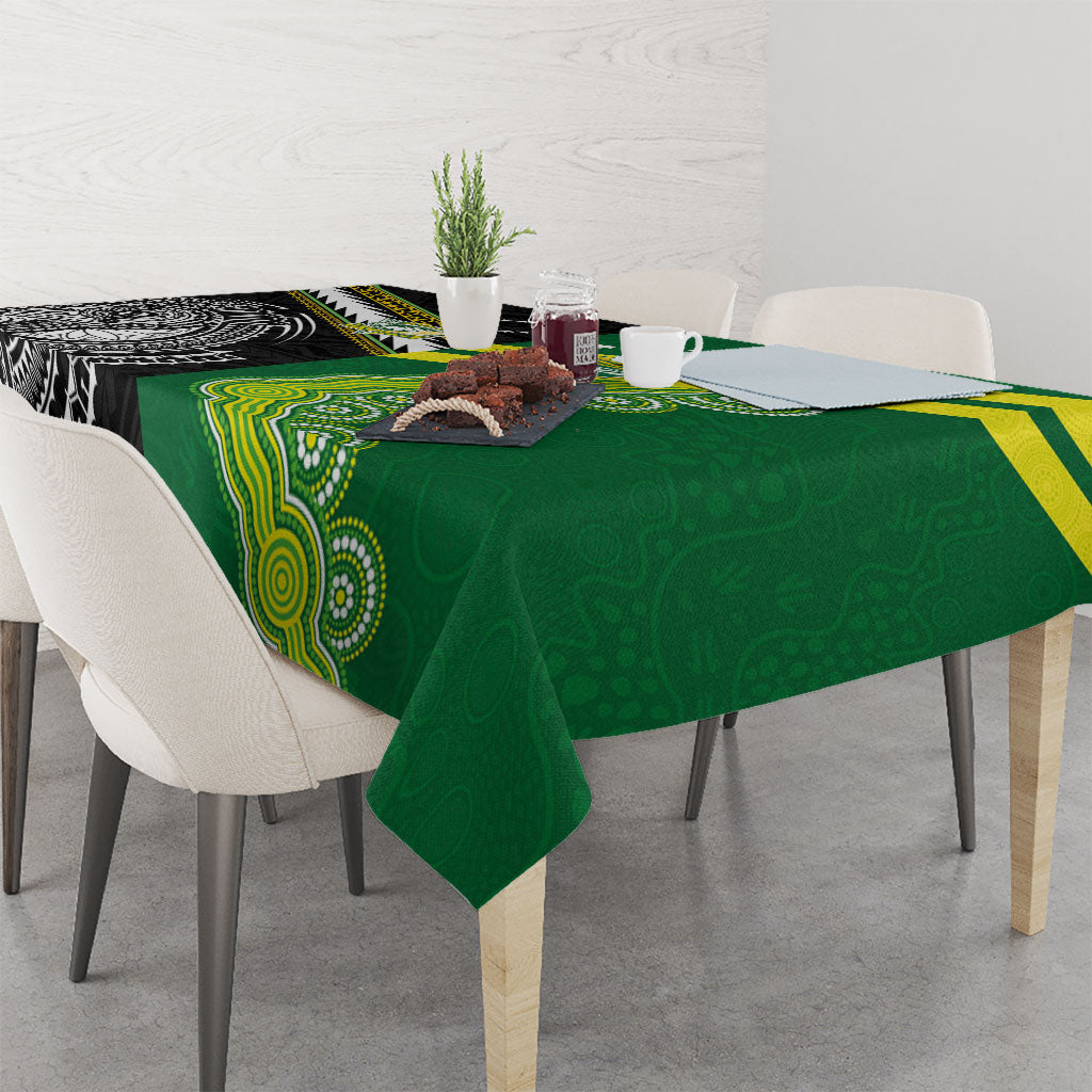 Rugby Cook Islands and Australia Tablecloth Tatau Tribal with Aboriginal Chevron Sport Style LT03 - Polynesian Pride