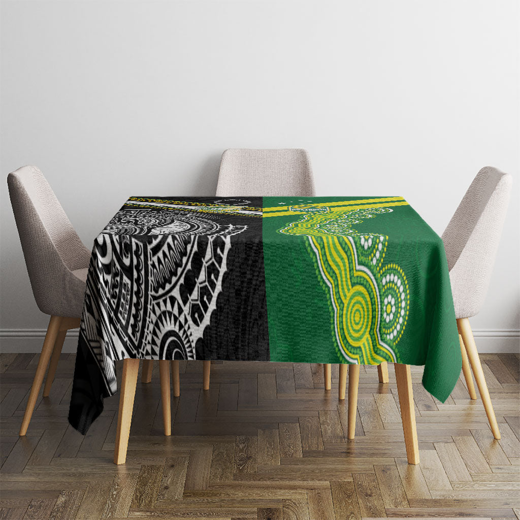 Rugby Cook Islands and Australia Tablecloth Tatau Tribal with Aboriginal Chevron Sport Style LT03 - Polynesian Pride