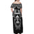 New Zealand Rugby Off Shoulder Maxi Dress Aotearoa Champion Cup History with Silver Fern LT03 - Polynesian Pride