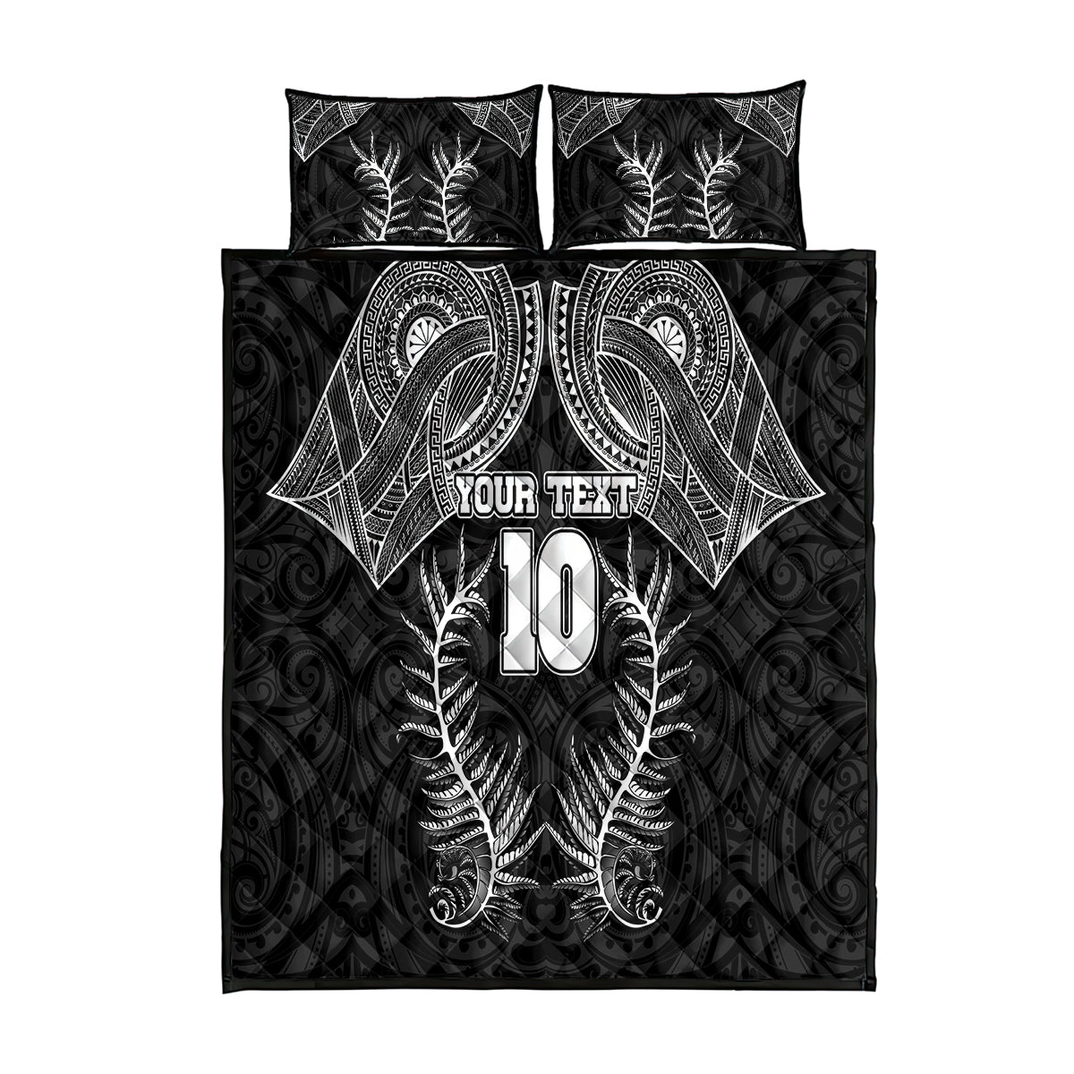 Custom New Zealand Rugby Quilt Bed Set Aotearoa Champion Cup History with Silver Fern LT03 Black - Polynesian Pride