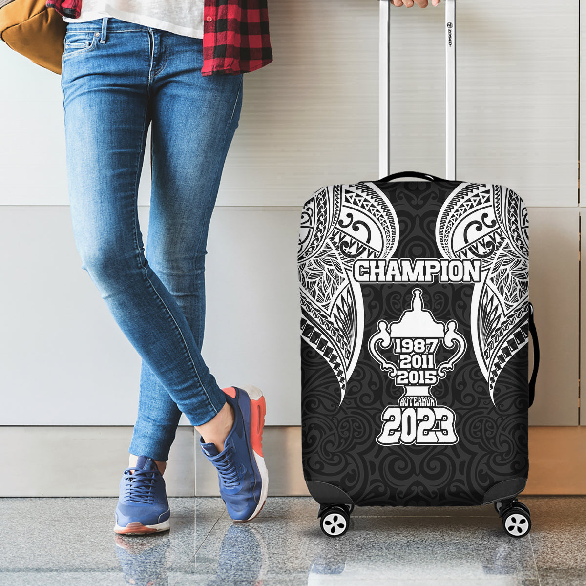 New Zealand Rugby Luggage Cover Aotearoa Champion Cup History with Haka Dance LT03 - Polynesian Pride