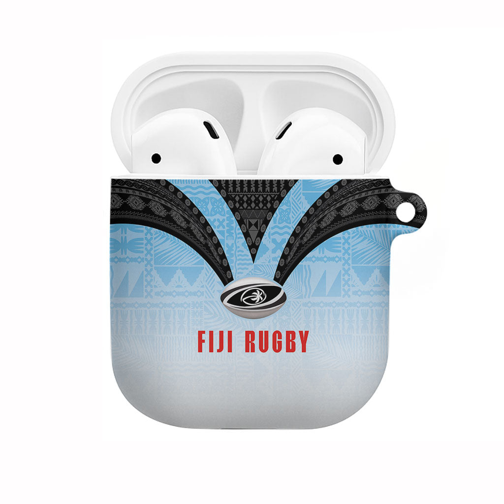 Fijian Rugby AirPods Case Tapa Pattern Retro Sporty Style LT03 White - Polynesian Pride