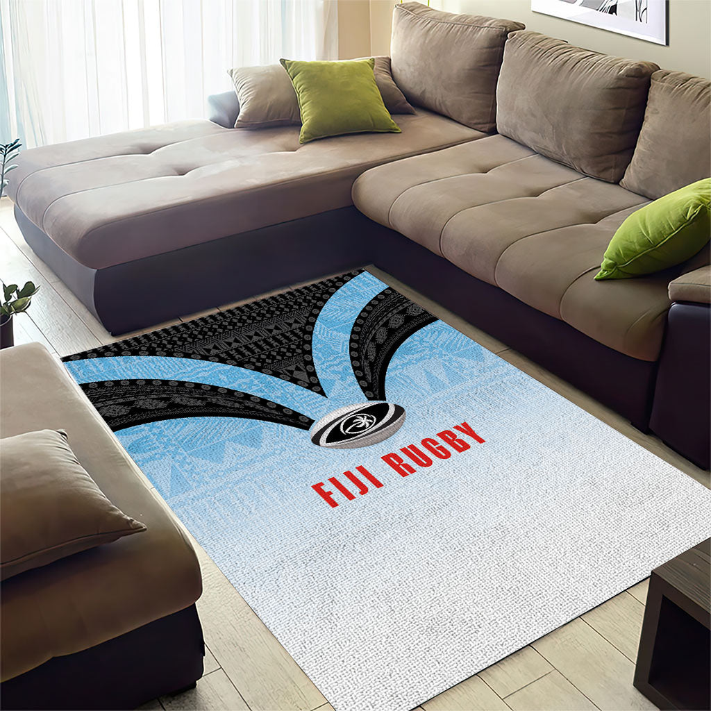 Fijian Rugby Area Rug Tapa Pattern Retro Sporty Style LT03 - Polynesian Pride