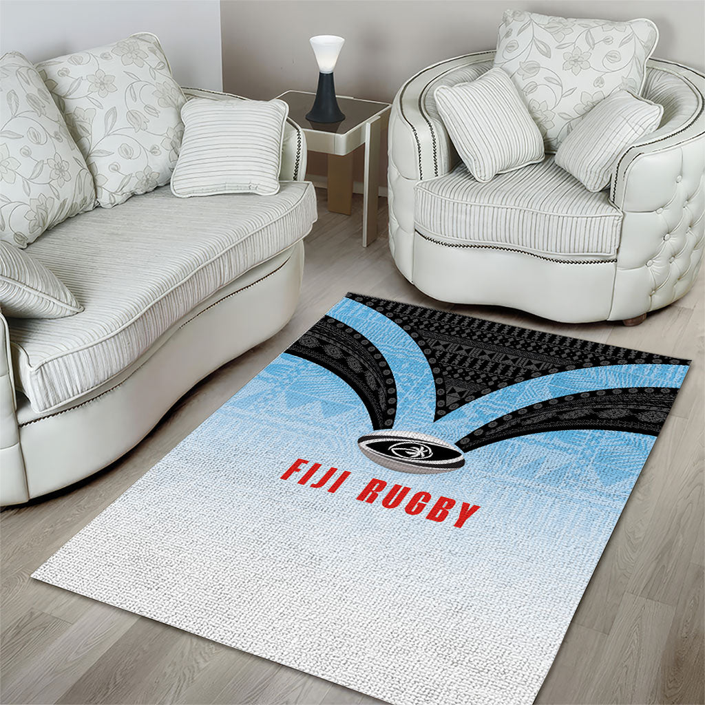 Fijian Rugby Area Rug Tapa Pattern Retro Sporty Style LT03 - Polynesian Pride