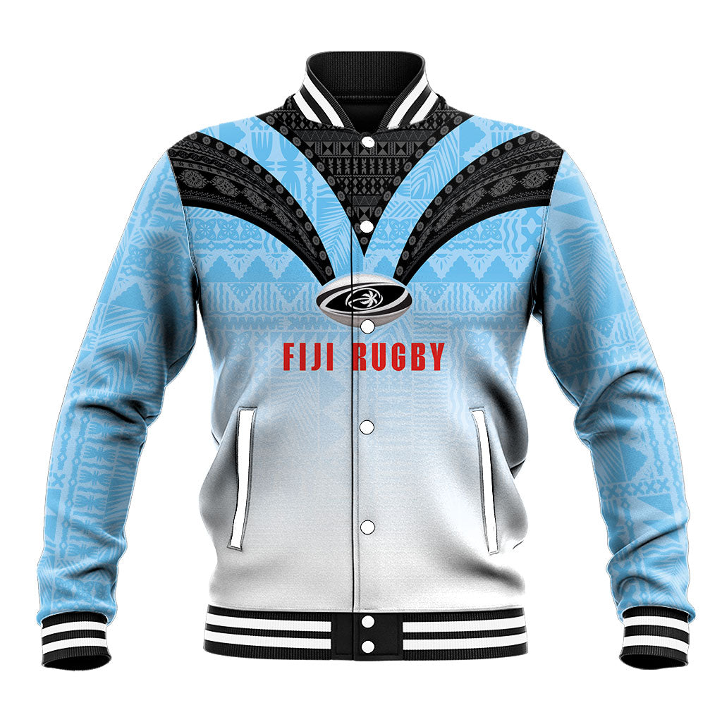 Custom Fijian Rugby Baseball Jacket Tapa Pattern Retro Sporty Style LT03 Unisex White - Polynesian Pride