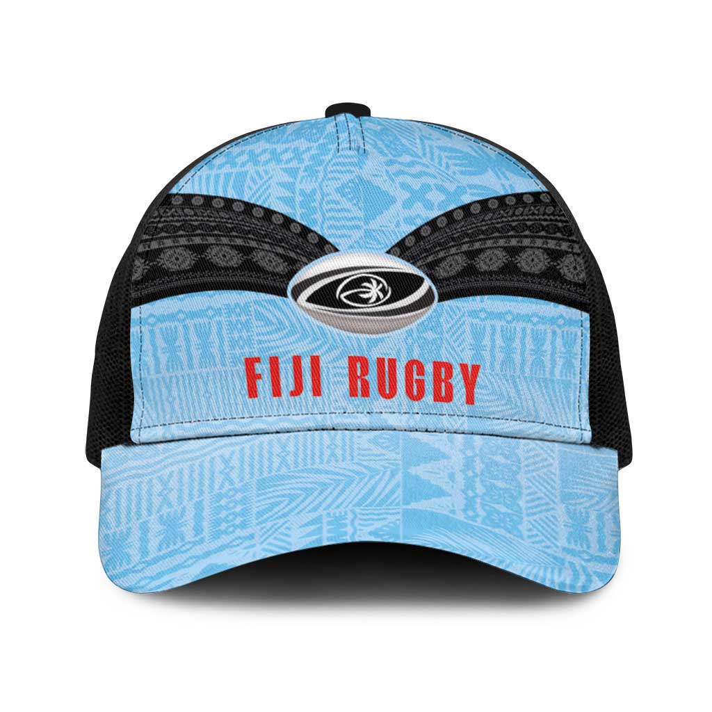 Fijian Rugby Baseball Net Cap Tapa Pattern Retro Sporty Style LT03 One Size Black White - Polynesian Pride