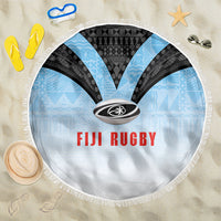 Fijian Rugby Beach Blanket Tapa Pattern Retro Sporty Style LT03 One Size 150cm White - Polynesian Pride