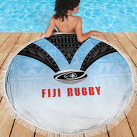 Fijian Rugby Beach Blanket Tapa Pattern Retro Sporty Style LT03 - Polynesian Pride