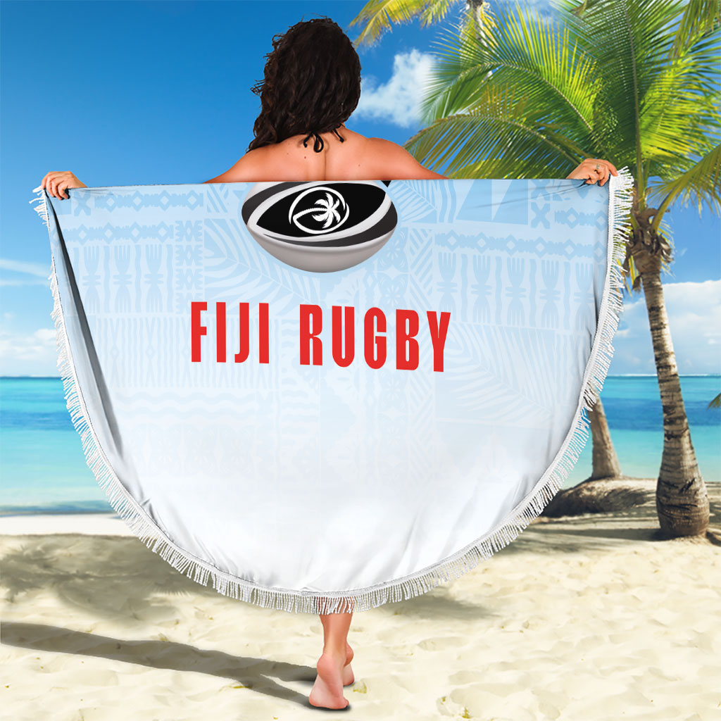 Fijian Rugby Beach Blanket Tapa Pattern Retro Sporty Style LT03 - Polynesian Pride