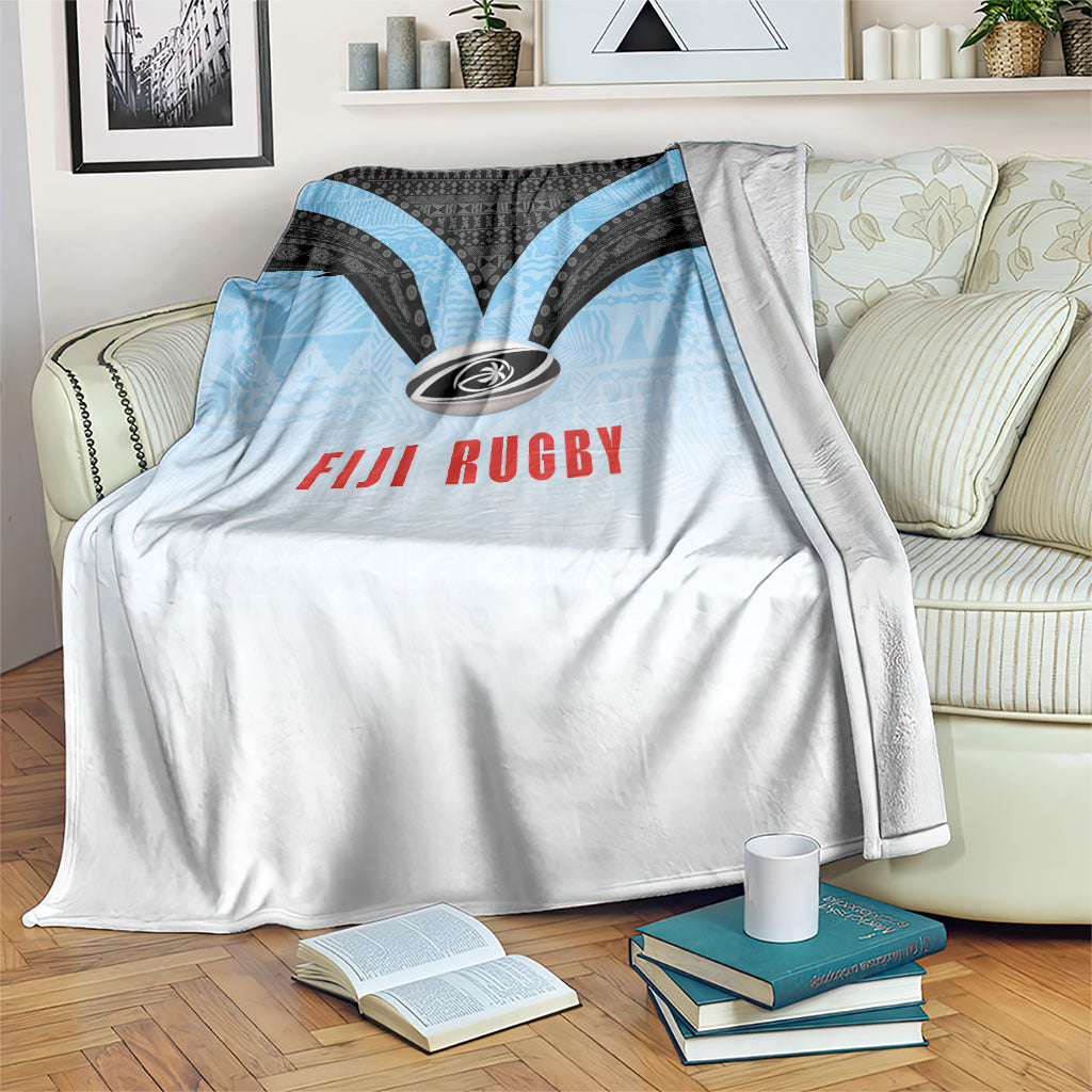 Fijian Rugby Blanket Tapa Pattern Retro Sporty Style LT03 White - Polynesian Pride