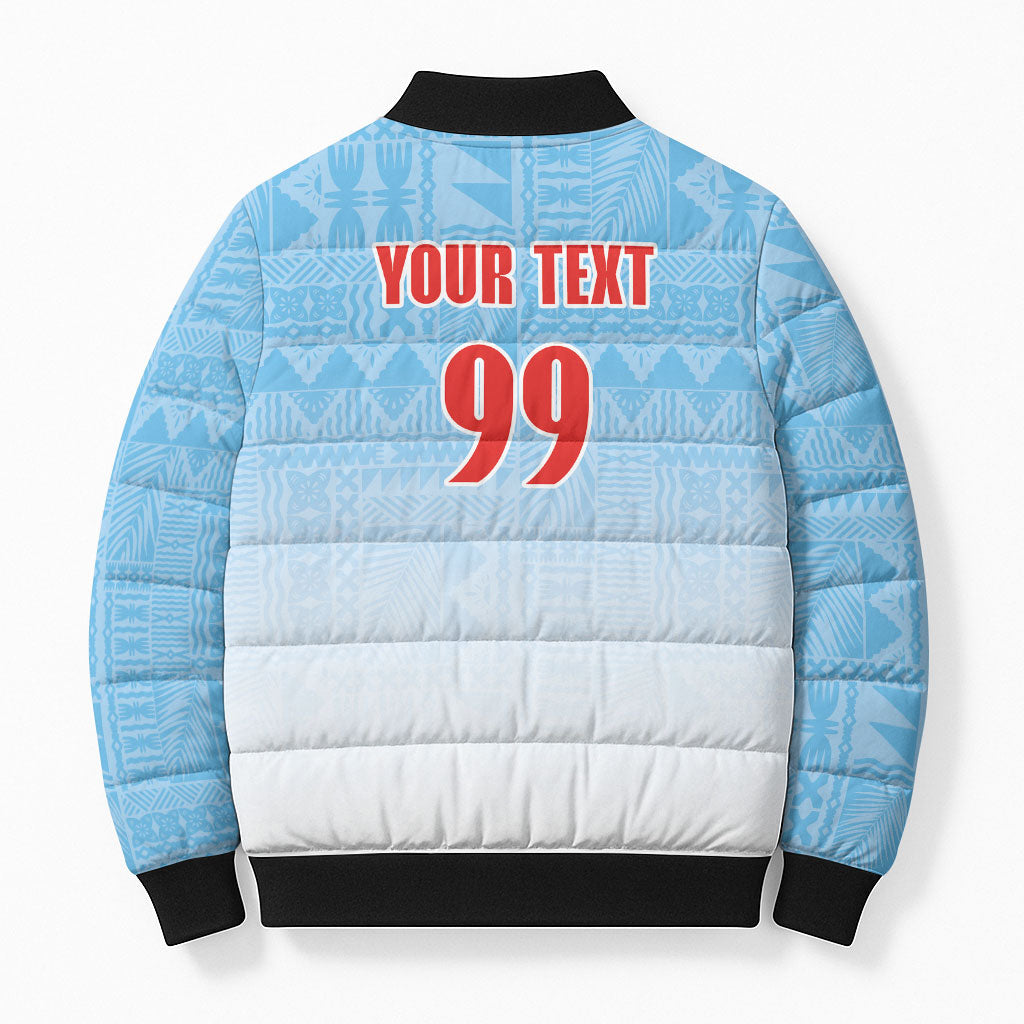 Custom Fijian Rugby Bomber Puffer Jacket Tapa Pattern Retro Sporty Style LT03 - Polynesian Pride