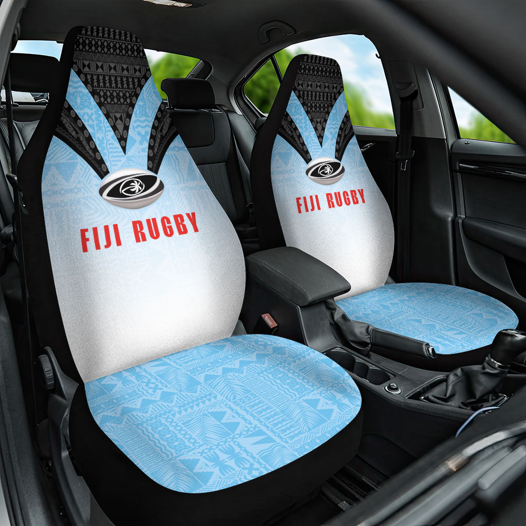 Fijian Rugby Car Seat Cover Tapa Pattern Retro Sporty Style LT03 One Size White - Polynesian Pride